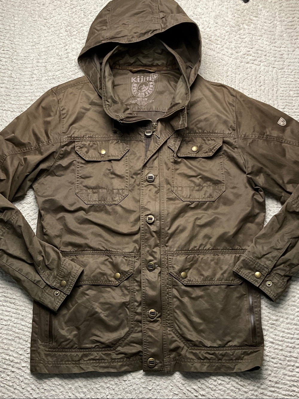 Kuhl Men's Kollusion Hooded Jacket in Coffee Color Size Medium